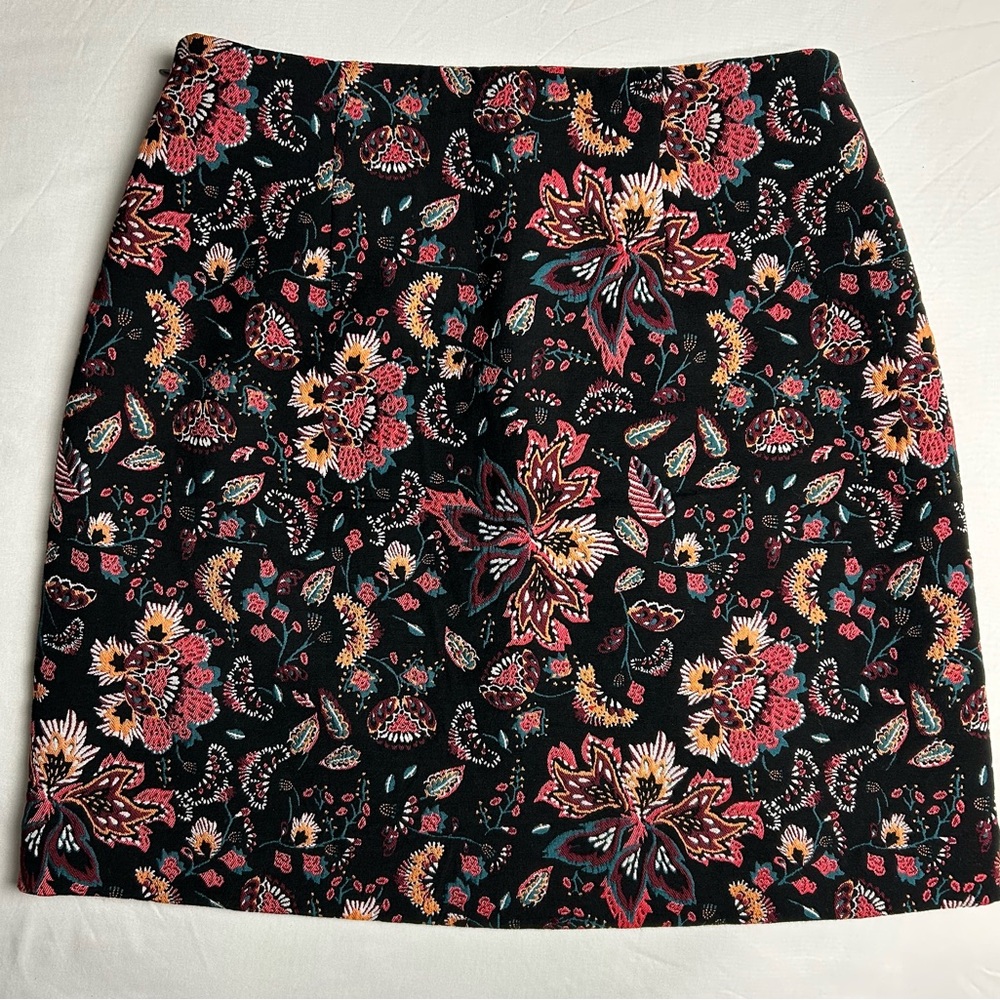 LOFT Black Floral Mini Skirt